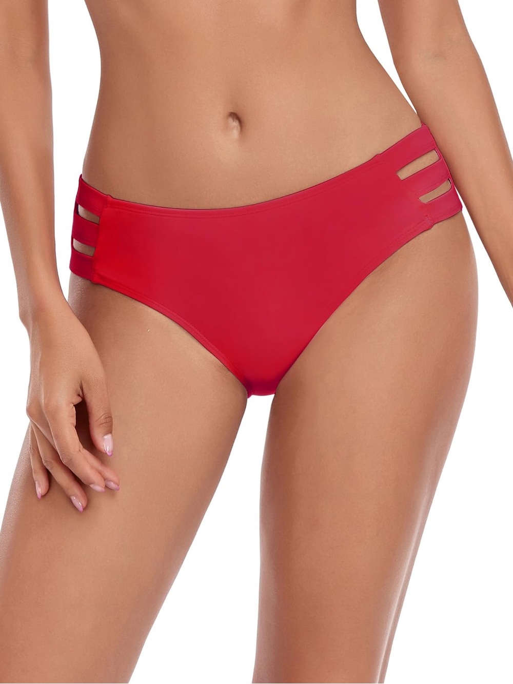 Ocean Blues Bikini Bottom Swimwear Women’s US Size L Red Strappy